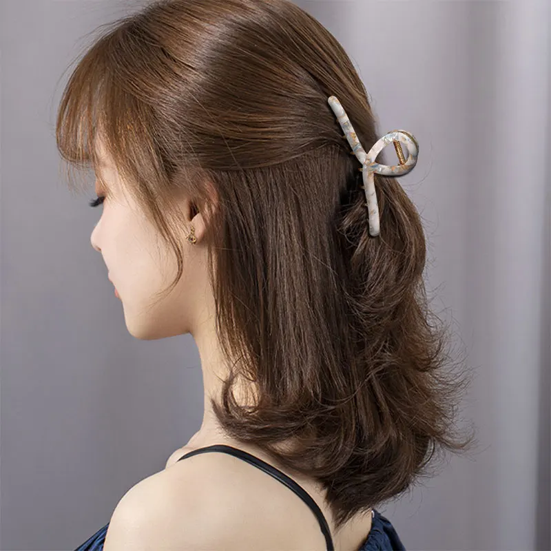 

Acrylic Hair Clip Large Alloy Acetate Sheet Hair Claws Retro Colorful Hair Claw Cross Hairpins Women Hair Accessories Barrettes