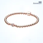 Браслет женский из серебра 925 пробы, розовое золото браслет-цепочка с бусинами пробы