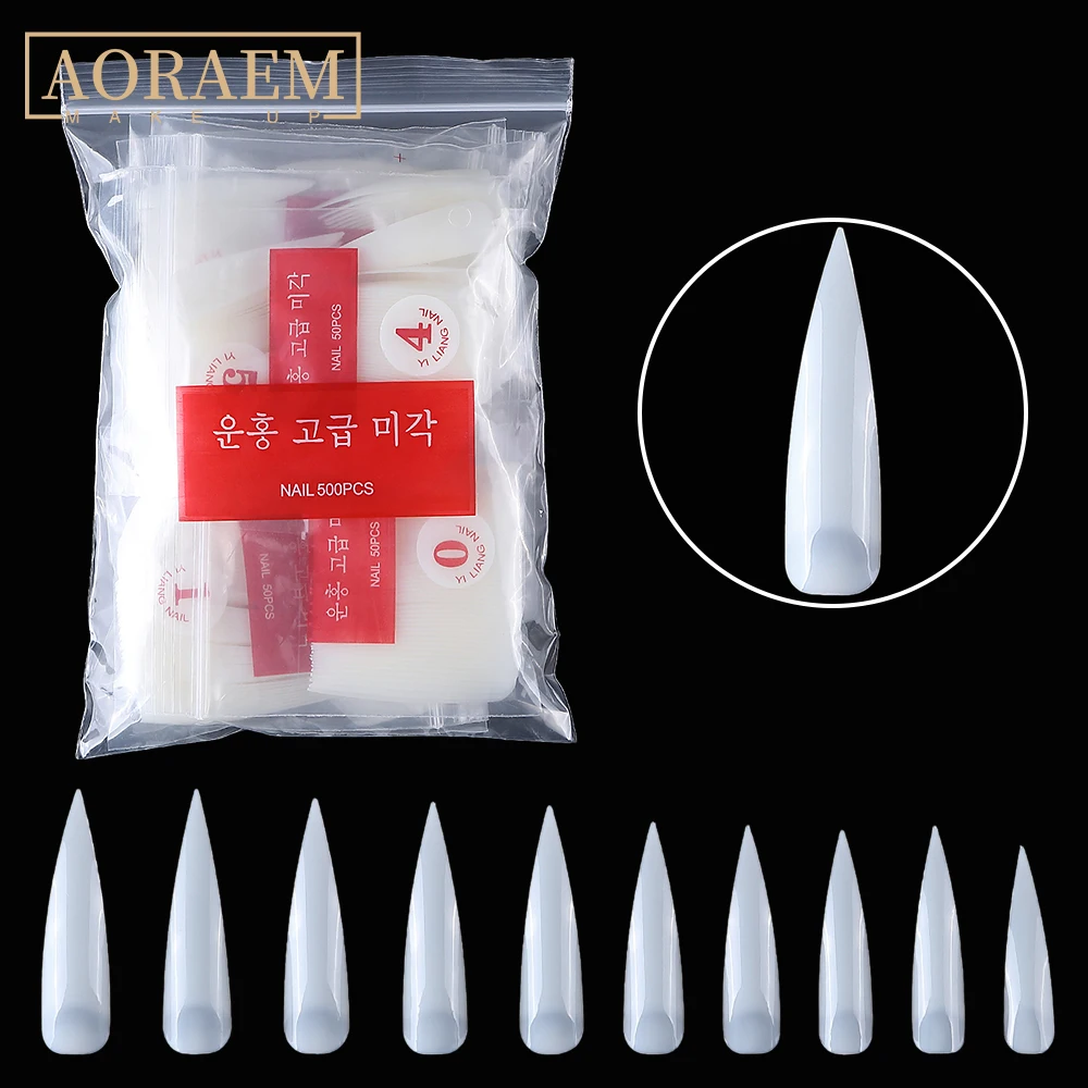 

AORAEM расширение советы для ногтей 500 шт./пакет Пресс для ногтей, для нанесения с помощью клея на каблуке-шпильке для маникюра искусственные но...