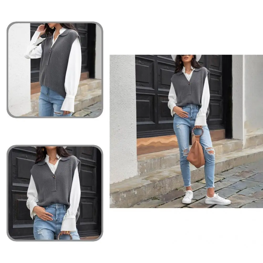 

Dropshipping Hot V Neck Knitted Vest Sweater Sleeveless Women Khaki Casual Pullover Black 2020 Autumn Winter Gray Jumper Fashion