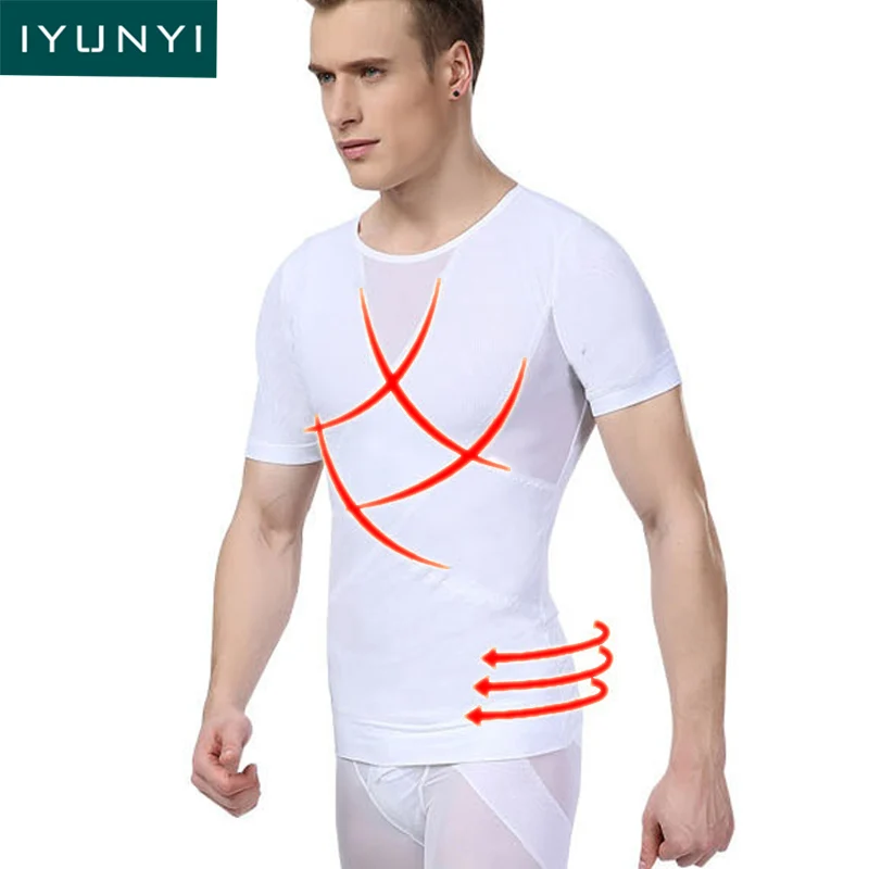 IYUNYI, Мужская корректирующая футболка, для похудения, топы для похудения, для живота, Абдо, для мужчин, для похудения, Корректор осанки, футболка, тренажер для талии, Корректирующее белье