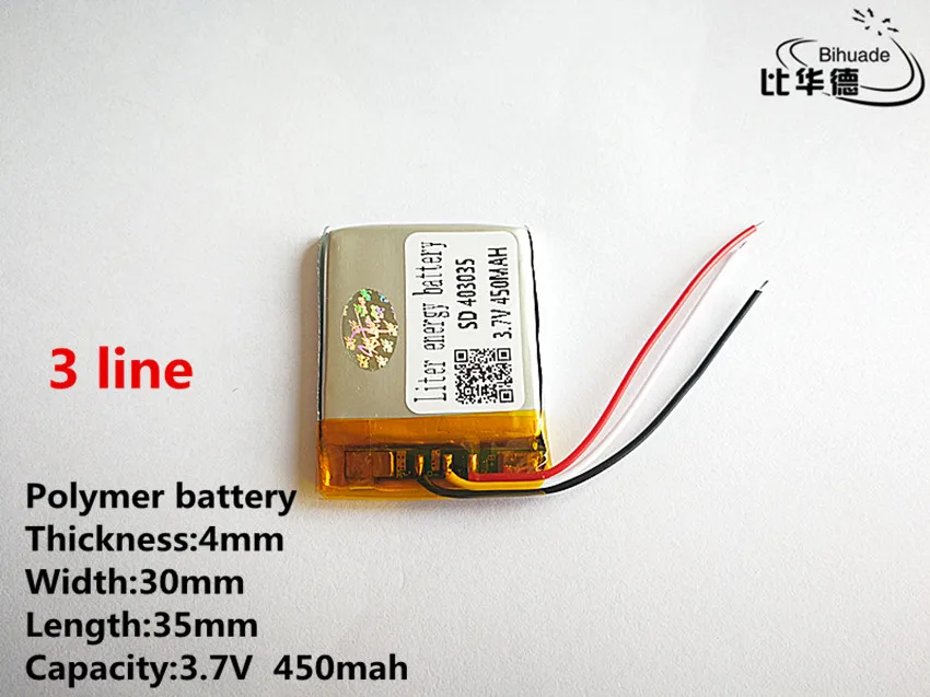 10pcs/lot 3 line Good Qulity 3.7V 450mAH 403035 Polymer lithium ion / Li-ion battery for TOY POWER BANK GPS mp3 mp4 | Электроника