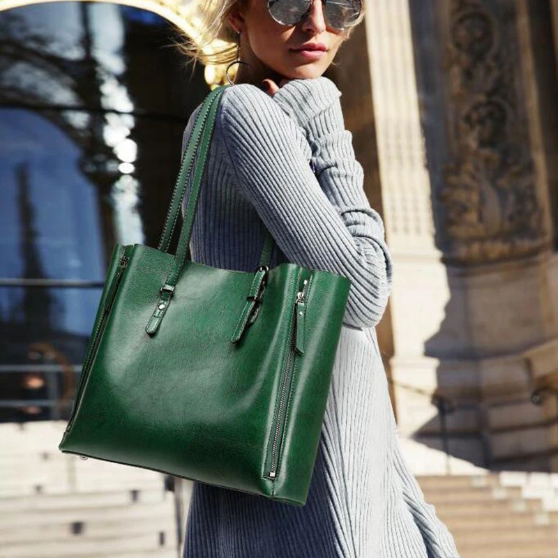 

Famous Brand Handbag Women PU Leather Shoulder Bag Casual Large Capacity Top-Handle Bucket Bag Simple Style Solid Totes