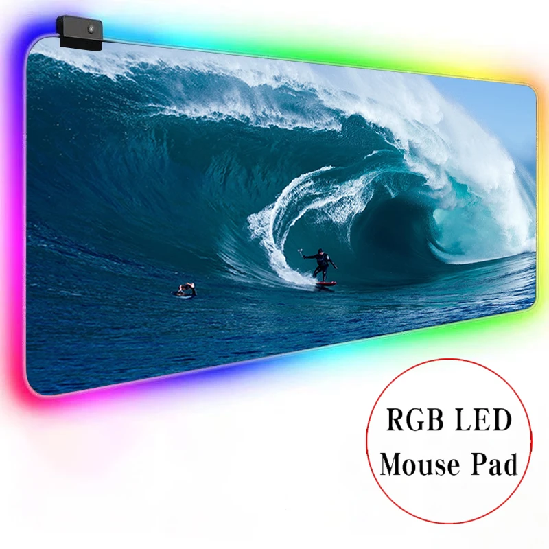 

Surfing 40x90cm DIY Gaming Large Anime Mousepad RGB Computer Mouse Pad Gamer Mause Pad LED Backlit Mat Keyboard Desk Mat