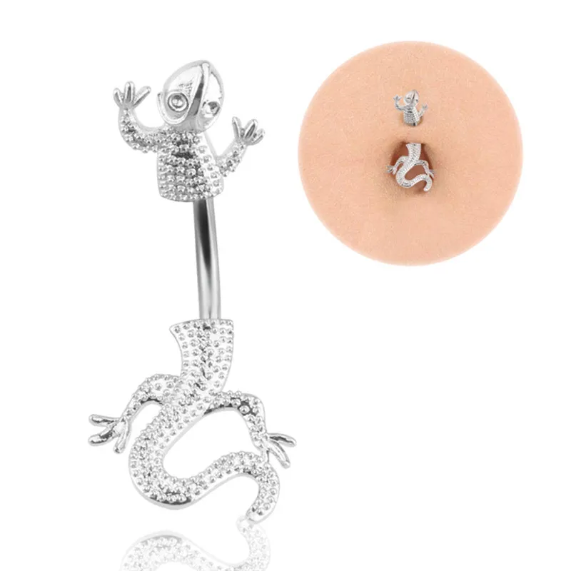 

New Fashion Brand Stainless Steel Style Belly Button Ring Body Piercing Jewelry Navel Piercing Lizard Belly Piercing Earrings