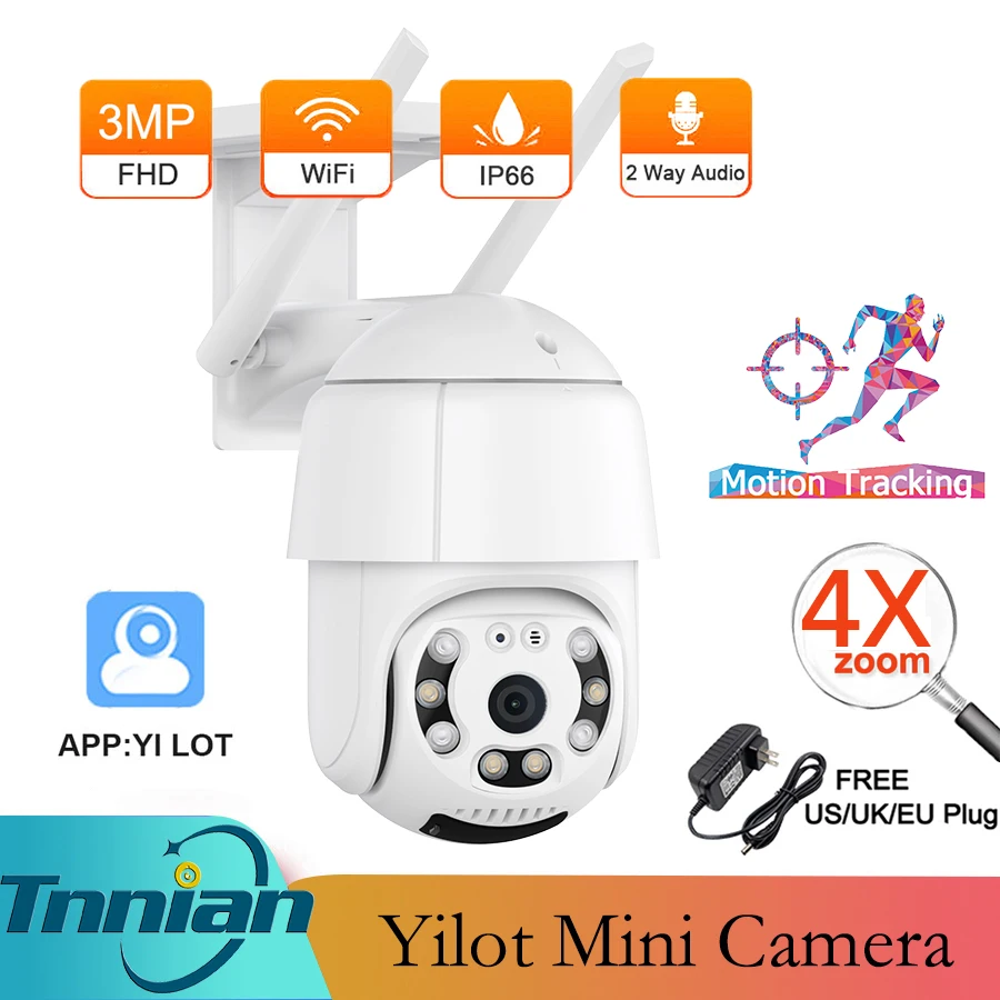 

3MP Wifi IP Camera Outdoor Waterproof PTZ Camera 1080P IR Night Vision Motion Detection Two Way Audio CCTV Surveillance Security