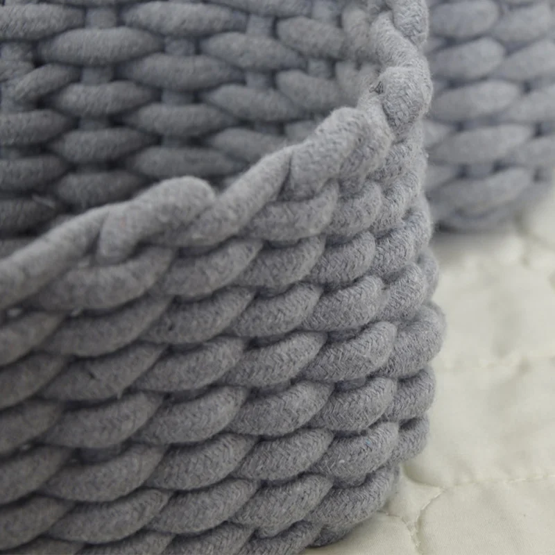 

Storage Basket Cotton Crochet Handmade Basket Natural Fabric Baby Toys Child Clothes Desktop Foldable Organizer S79