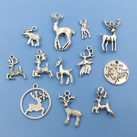 mix 60pcs 12styles christmas animal elk deer tibetan silver metal pendants diy for jewelry making necklace bracelet crafting