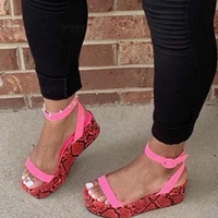 2020 pink platform shoes woman sandals open toe sandals colorful snake ladies summer shoes ankle buckle woman sandals size plus