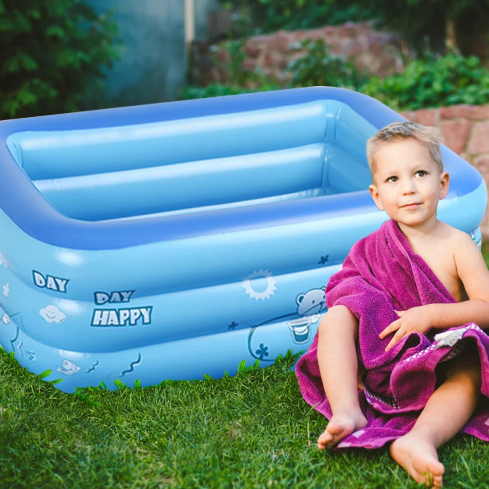 

120CM 2/3Layers Children Inflatable Pool Bathing Tub Baby Kid Home Outdoor Large Swimming Pool Inflatable Square Swimming Pool
