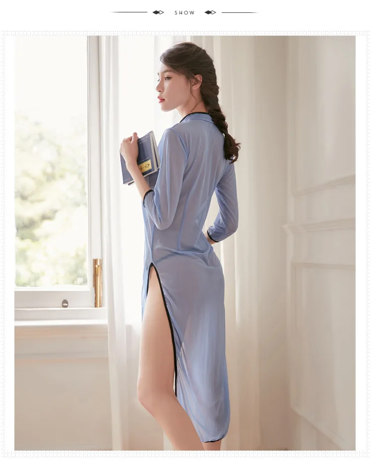 Китайское Ретро студенческое Cheongsam косплей сексуальное кружевное белье женское сексуальное эротичное ночное белье прозрачная сексуальная женская одежда