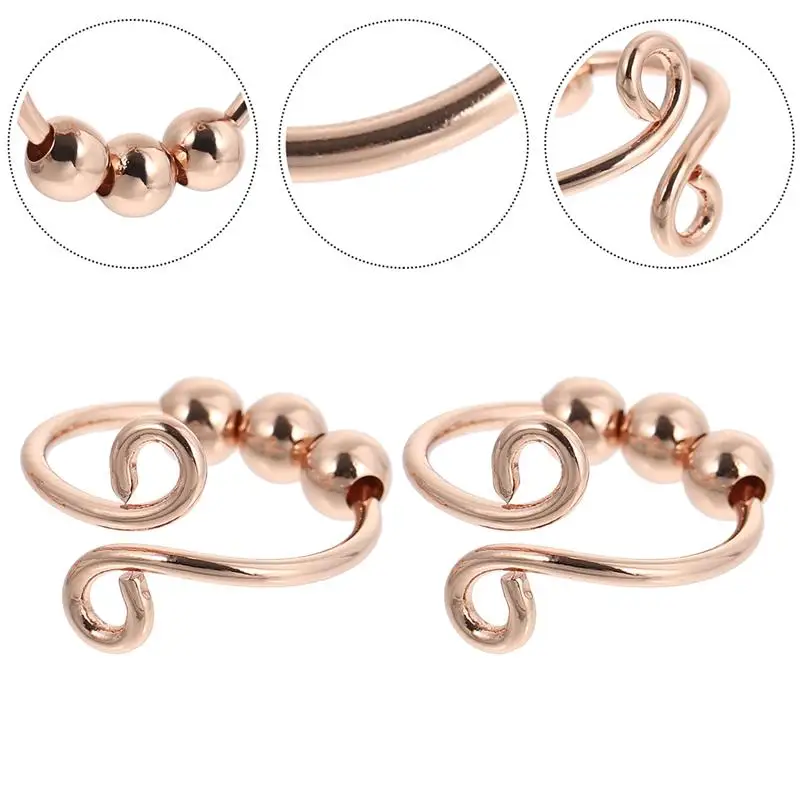 2Pcs Fidget Rings Spinner Ring With Beads Anxiety Relief Jewelry for Women Girls | Дом и сад