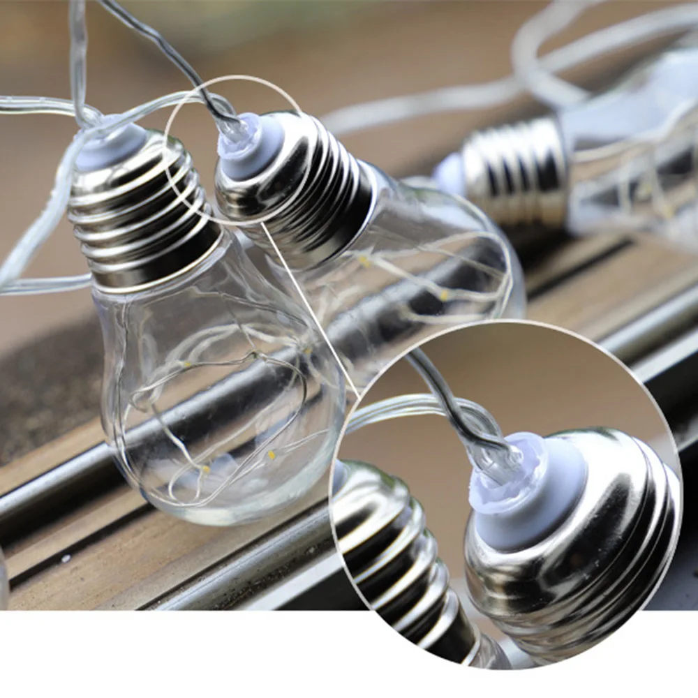 Гирлянда с 10 лампочками винтажные Водонепроницаемые светодиодные гирлянды для