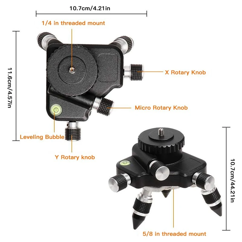 

360° Adjustment Rotation Tripod Bracket Base for Laser Level Tripod Connector 1/4 inch and 5/8 Tripod Turning Pivoting Base