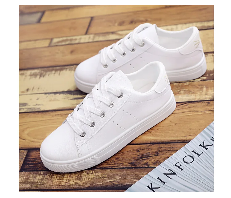 Белые женские кроссовки с милым котиком на шнуровке Вулканизированная обувь