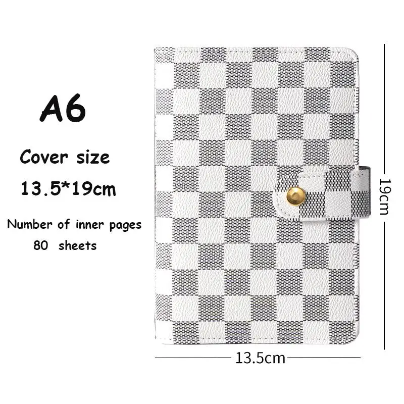 

A6 Notebook Loose-leaf Notebook with High-grade Leather Cover Plaid Notebook Moterm Versa Personal Notebooks Office Supplies