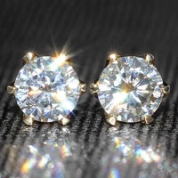 huitan hot sale stud earrings for women gold color luxury inlaid aaa cz stone fashion versatile wedding jewelry wholesale lots