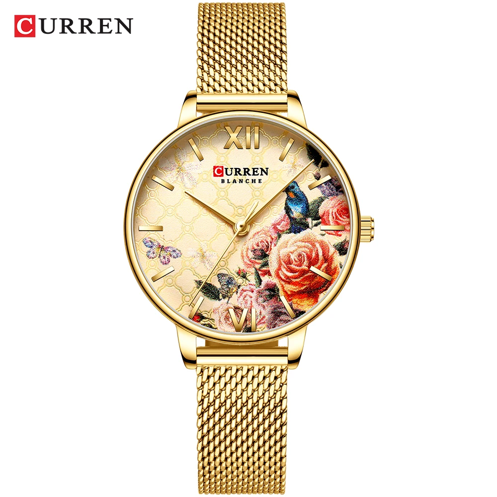 

2021 Watch CURREN Gold Watches Women Charming Stainless Steel Bracelet Quartz Watch Ladies Classy Wristwatch Female Casual Clock