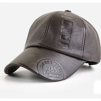 pu leather autumn and winter baseball cap embossed concave logo european and american fashion mens outdoor cap wholesale