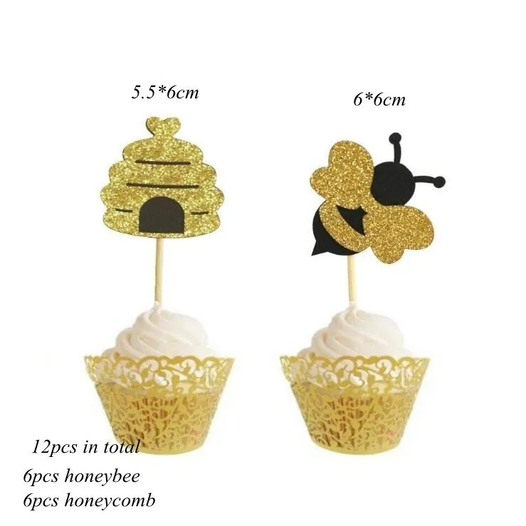 12pcs Mix 1 Набор шаров серии Honeybee пчела торт Топпер ребенок душ мама-пчела прекрасный бумажный Баннер Дети подарок Вечеринка по случаю Дня Рождения украшения - Цвет: 12pcs Mix