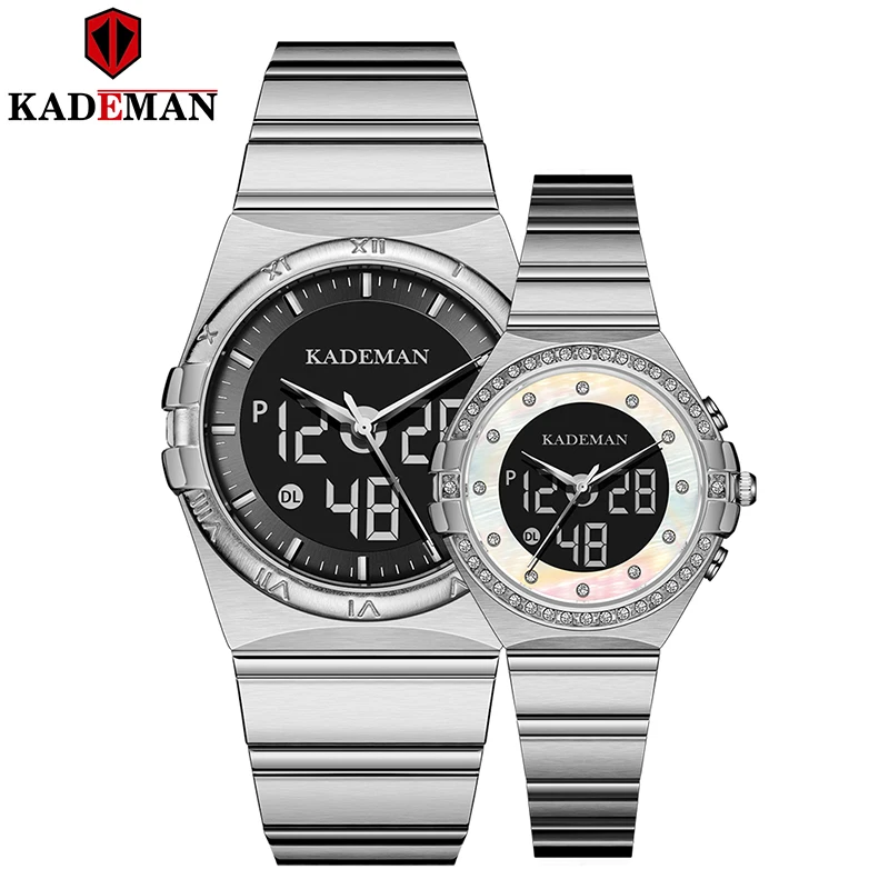 KADEMAN Men Women Wristwatch Couple Lovers Gifts Quality Luxury Brand LED Digital Quartz Waterproof Business Chronograph