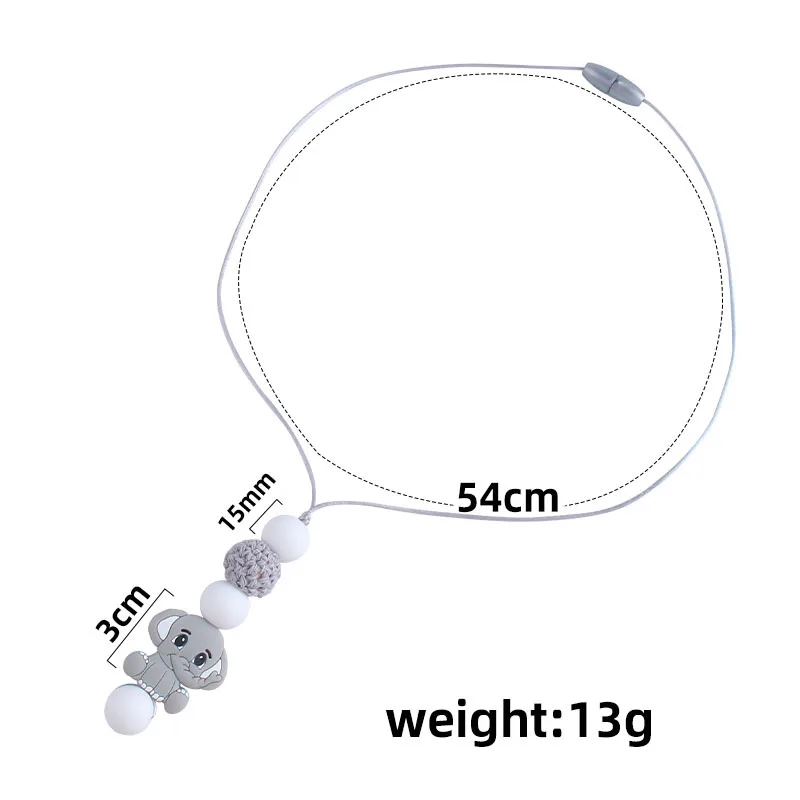 Kissteether-collar con cuentas de silicona para beb&eacute;, collar de elefante bonito para beb&eacute;, juguetes de dentici&oacute;n, collar para mam&aacute; para reci&eacute;n nacido-5