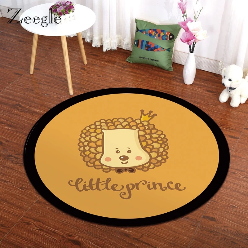 Zeegle круглый ковер для детской комнаты мультяшный коврик гостиной нескользящий