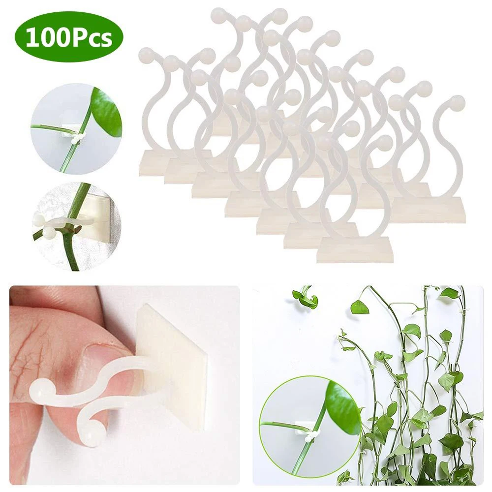 

100PCS set Wall Vines Fixtures Climbing Sticky Hook Fixing Clips Resin