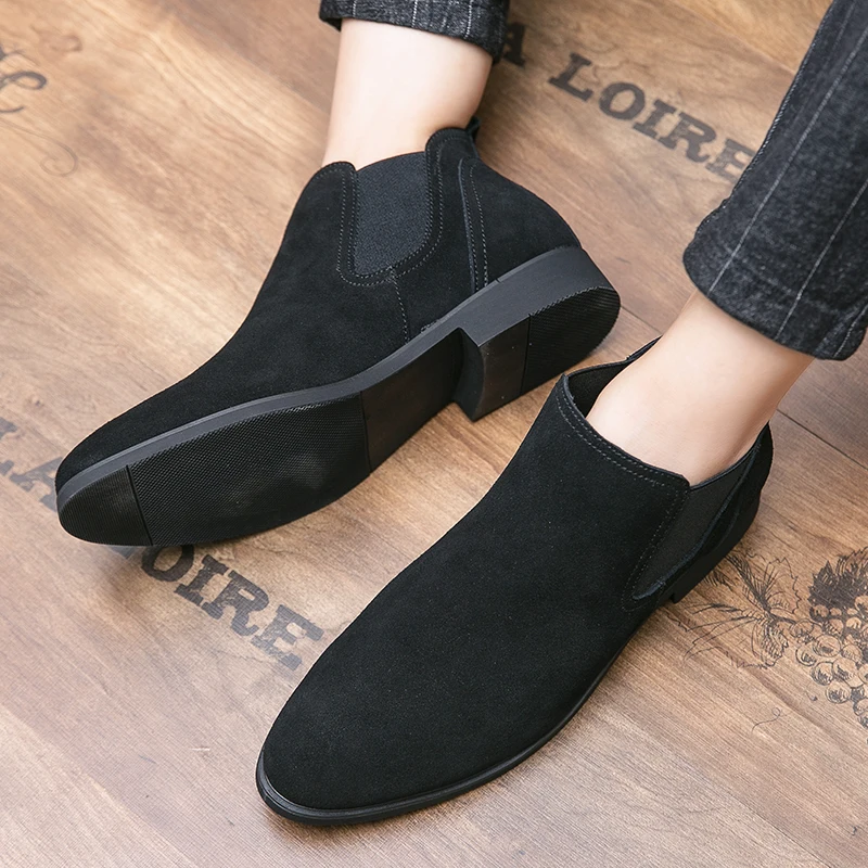 Новинка 2021 года Мужские ботинки Модная обувь Ботильоны из коровьей замши в