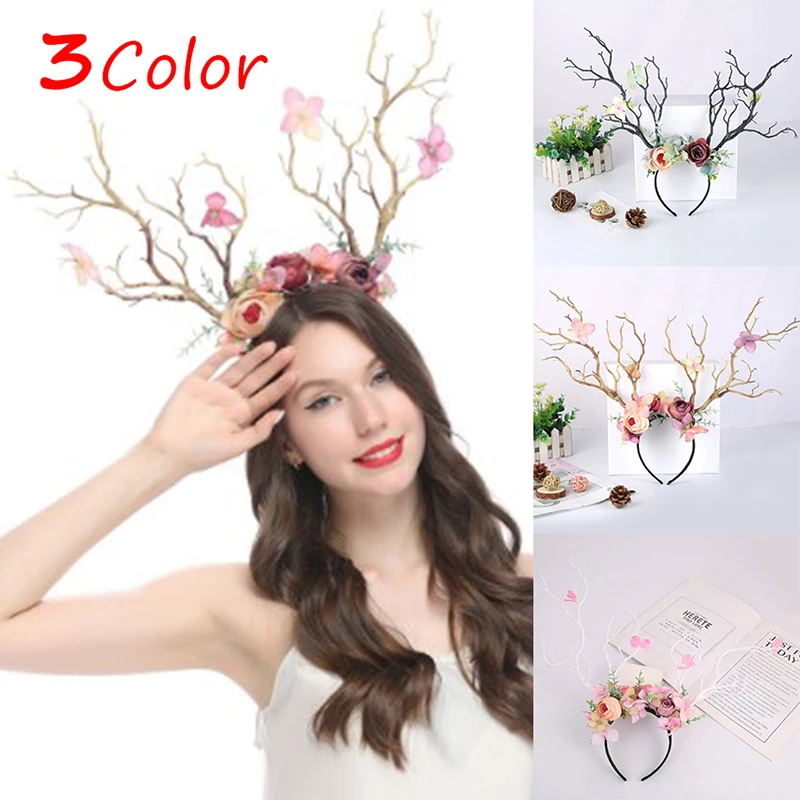 

Halloween Chritmas Long Antler Flower Branches Headband Props Horns Headpieces