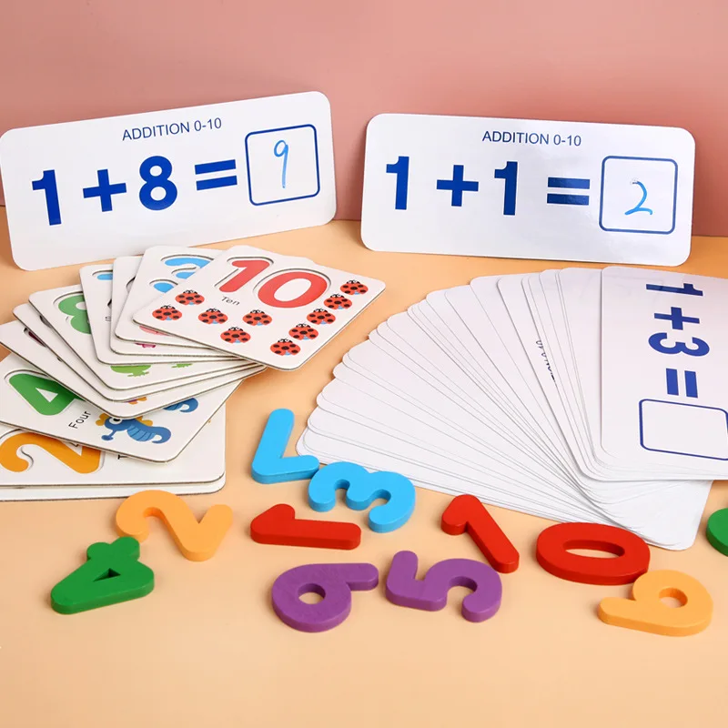 Игрушки Монтессори для детей Математика Игрушки для раннего развития подсчет деревянные наклейки познавательные Детские цифры подарок на ...