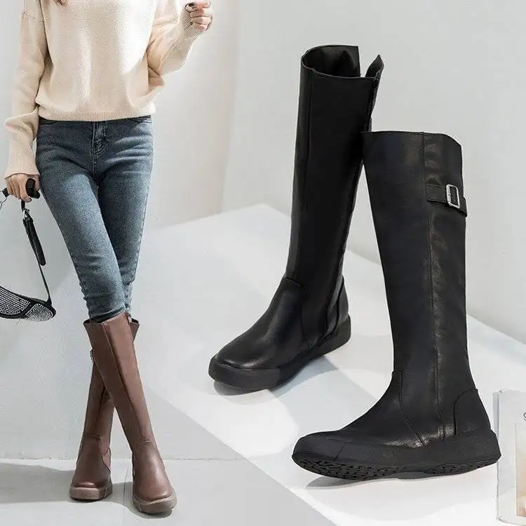 

Women's Boots Fashion Platform Long Tube Boots Autumn Winter Plus Velvet Non-slip High-top Knight Boots Women's Shoes