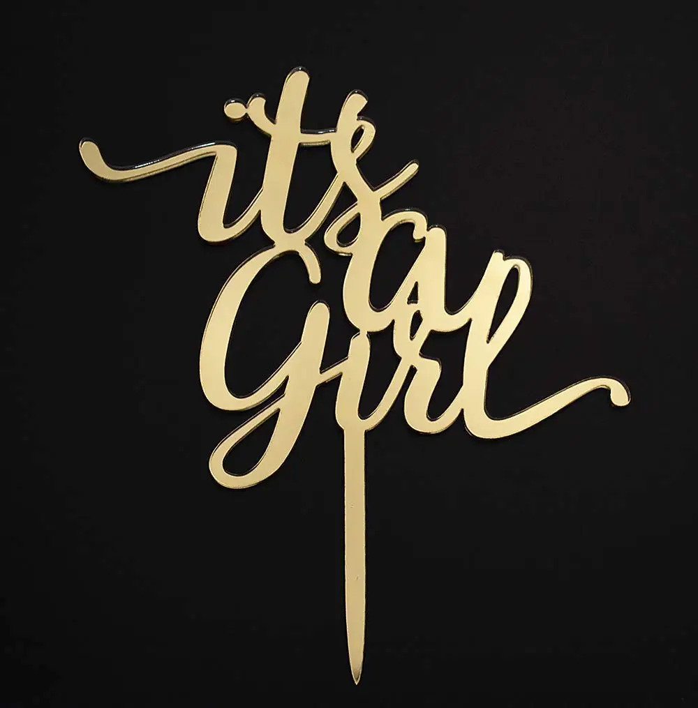 mirror gold Ее девушка Топпер для торта «С Днем Рождения», девочка Baby Shower День рождения фестиваль вечерние выпечки торт Топпер Декор поставки, уникальный Топпер - Цвет: mirror gold
