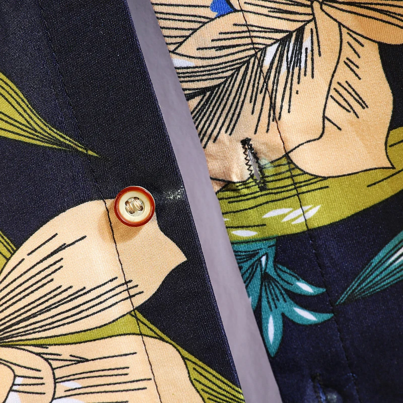 

Loldeal New Style Short-sleeved Shirt Men Slim Floral Print Casual Polyester Fiber