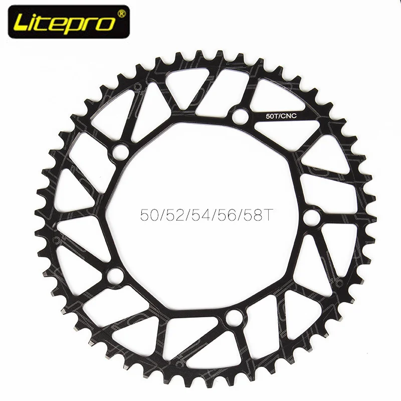 

Litepro 130BCD 9 10 11 Speed Hollow CNC Alloy Single Disc Chain Wheel Road Folding Bike Chain Wheel 50/ 52/54/56/58 T Chainring