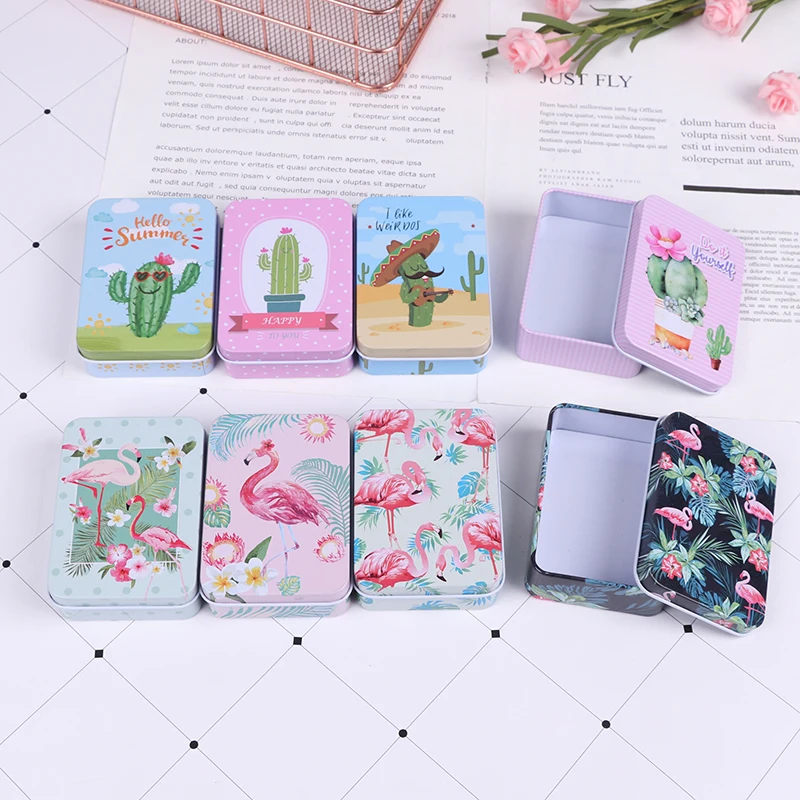 

1PCS Survival Kit Tin Small Empty Metal Tin Flower Flip Storage Box Case Organizer For Money Coin Candy Key