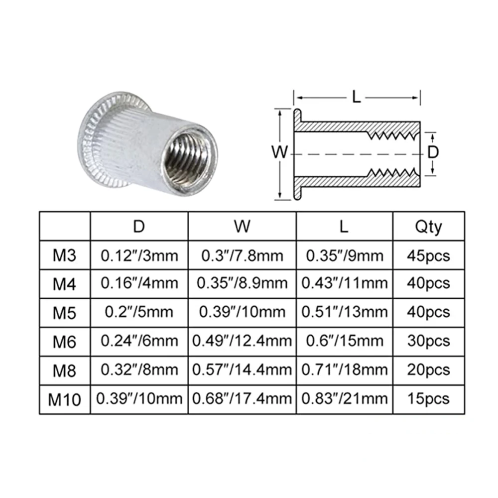 BLCCLOY 100/210 PcsM3 M4 M5 M6 M8 M10 Алюминий сплав Rivnut плоской головкой заклепки с резьбой