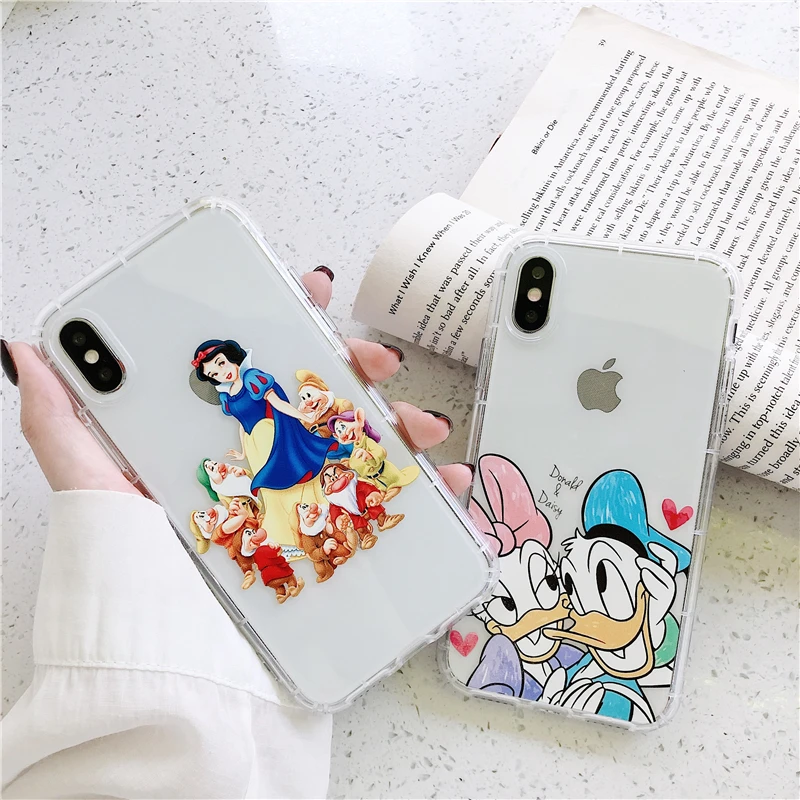 Cartoon Daisy Donald Duck Phone Case for iphone xs xr max Couple Cover Princess Dwarfs Soft Clear Coque 10 6s 7 8Plus |