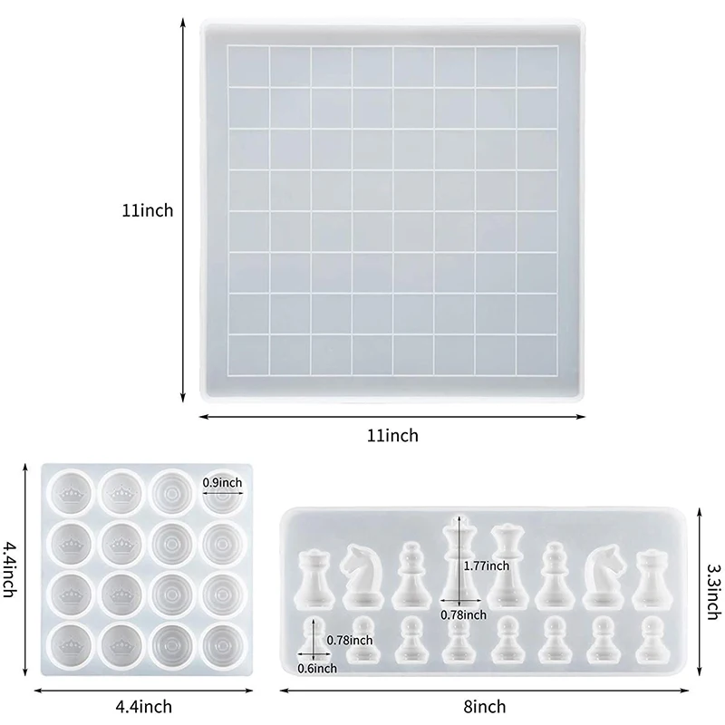 

Chess Kit UV Crystal Epoxy Silicone Mold Resin International Chess Checkerboard