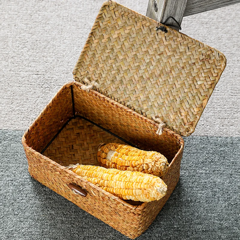 Винтажная соломенная коробка корзина ручной работы домашнее украшение чайный