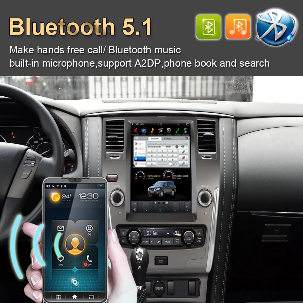 Android 9.0 Tesla Style Vertical Car GPS Nagavition for NISSAN PATROL 2010- Radio Stereo Multimedia Player with Bluetooth WiFi | Автомобили