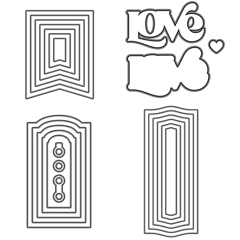 

Nested Pendant Bookplate Slimline Cutting Dies Love Diecut for DIY Scrapbooking Crafts Embossing Paper Cards Making 2021 New