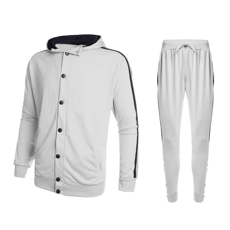 Litthing, 2 предмета, спортивный костюм, наборы, мужская спортивная одежда, модная, в полоску, на пуговицах, повседневная, водолазка, куртки с капюшоном+ спортивные штаны, костюм для бега