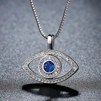 classic blue rhinestone luck turkey blue evil eye choker necklace for women box chain pendant necklace fashion jewelry gift