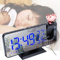 led digital alarm clock electronic projection clock with fm radio snooze weather station calendar thermometer projector function