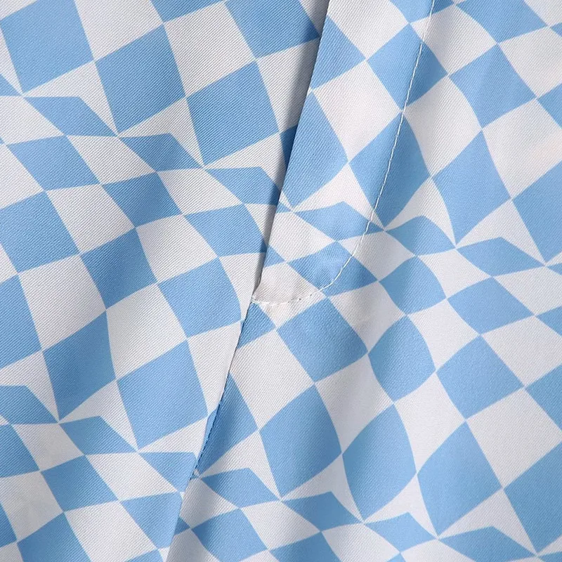 

2021 New loose large size trousers high waist personalized plaid printed women's wide leg pants