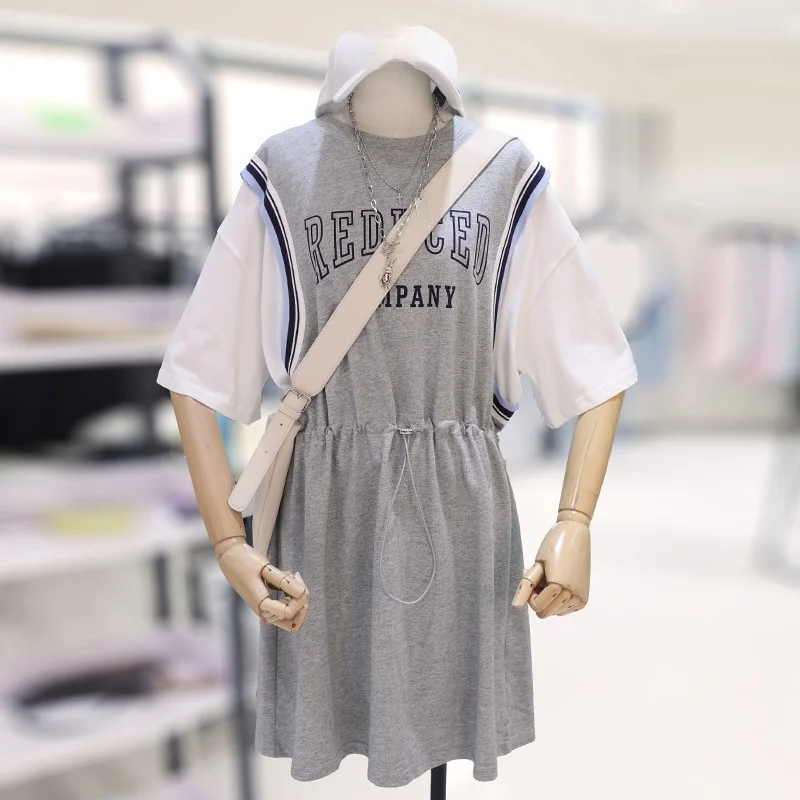 

Платье женское летнее тонкое из хлопка с круглым вырезом и эластичным поясом