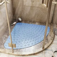 Bathroom Corner Shower Mat Sector Bath Mat Anti Slip No Smell Triangle Stand Up Bathmats Machine Washable Suction Cup Drain Hole Bathroom Corner Shower Mat Sector Bath Mat Anti Slip No Smell Triangle Stand Up Bathmats Machine Washable Suction Cup Drain Hole