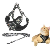 reflective cat harness and leash set escape proof small cat vest harness with bell soft mesh adjustable walking for kitten