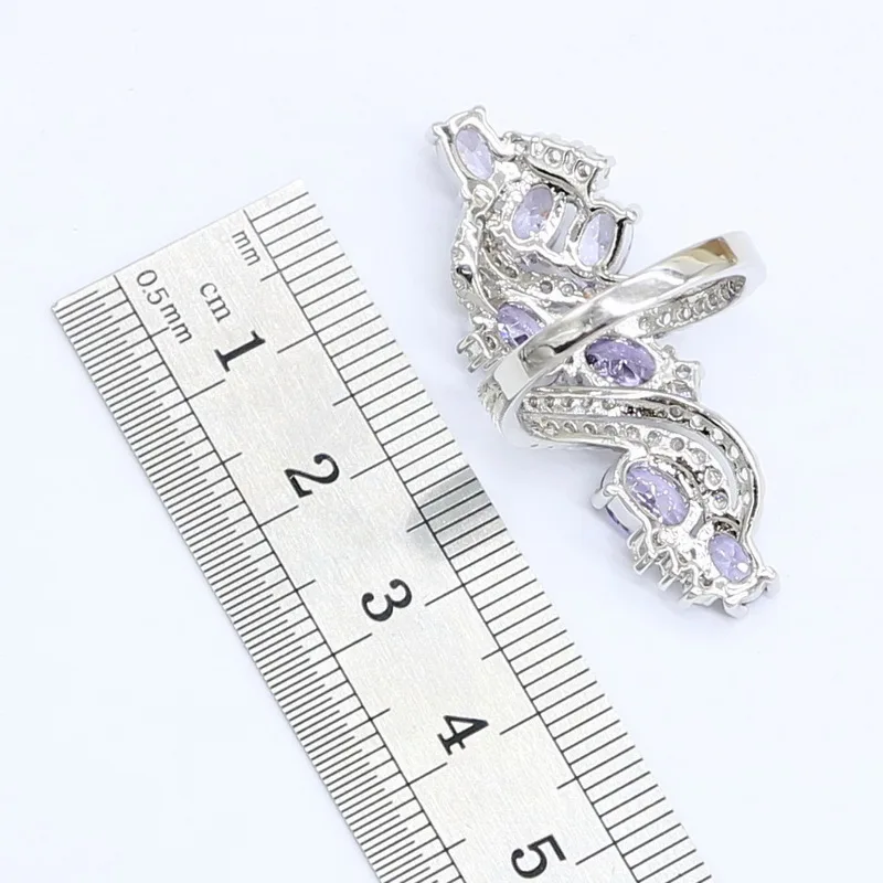 Популярный Фиолетовый Цирконий серебряный цвет рандомный браслет серьги